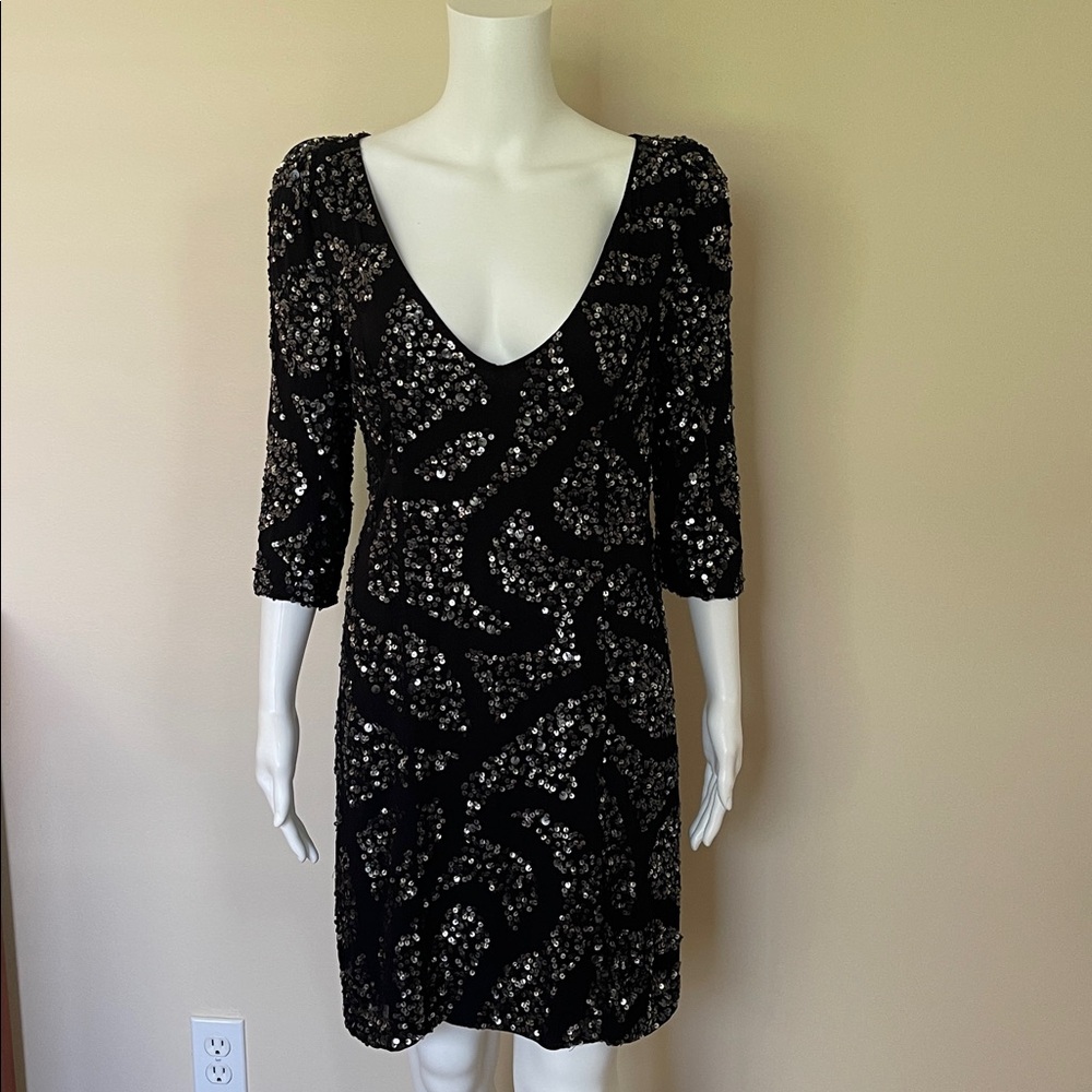 Antik Batik Black Gown with Silver Embellishments. Size S.